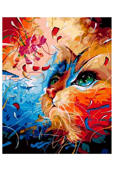 Canvas Kedi Portre 1 Sayılarla Boyama Seti   Kasnaklı 100 x 140 cm ürün görseli 1