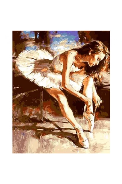 Canvas Balerin Hazırlanırken Sayılarla Boyama Seti Rulo ürün görseli 1