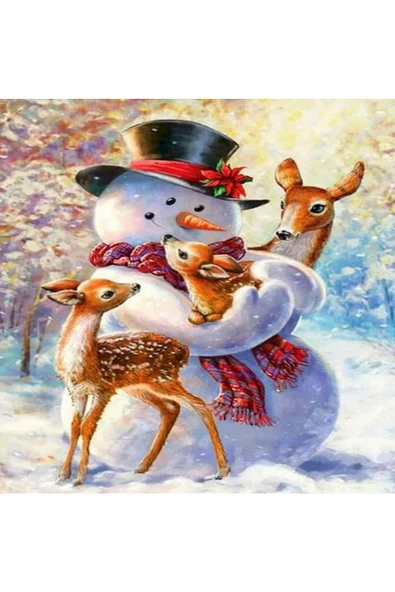 Canvas Kardanadam Ve Yavru Ceylanlar Sayılarla Boyama Seti   Kasnaklı 100 x 140 cm ürün görseli 1