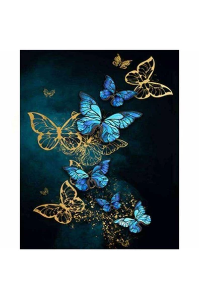 Canvas Kelebek Rüyası Sayılarla Boyama Seti Kasnaklı 50 X 65 Cm - Resim 2
