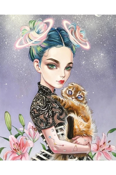 Canvas Fantastik Kız Sayılarla Boyama Seti Kasnaklı 70 x 90 cm ürün görseli 1