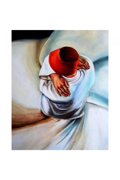 Canvas Mevlana Ve Sems Sayılarla Boyama Seti Kasnaklı 70x90 Cm