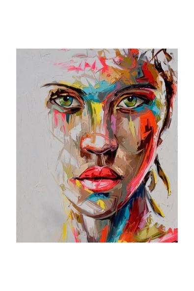 Canvas Renkli Kadın Sayılarla Boyama Seti  Kasnaklı 90 x 110 cm ürün görseli 1