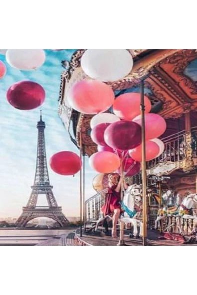 Canvas Eyfelde Lunapark Sayılarla Boyama Seti Kasnaklı 90x110 Cm ürün görseli 1