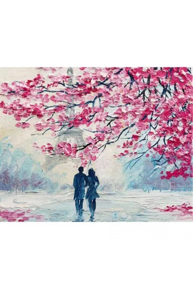 Canvas Pariste Sonbahar  Sayılarla Boyama Seti  Kasnaklı 90 x 110 cm ürün görseli 1