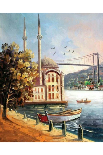 Canvas Ortaköyde Nostalji Sayılarla Boyama SetiRulo ürün görseli 1