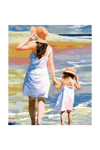 Canvas Anne ve Kız Boyama  Seti  Kasnaklı 40 x 50 cm ürün görseli 1