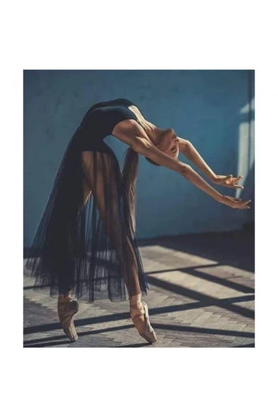 Canvas Siyah Balerin Sayılarla Boyama Seti  Kasnaklı 70 x 90 cm ürün görseli 1