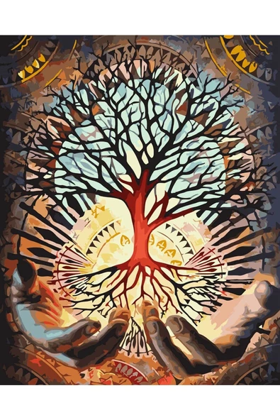 Canvas Elimizdeki Yaşam Gücü Sayılarla Boyama Seti Kasnaklı 60 x 75 cm ürün görseli 1