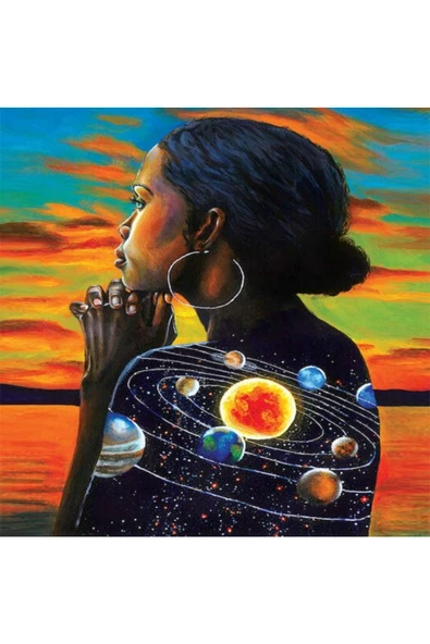 Canvas Kadındaki Saklı Evren Sayılarla Boyama Seti  Kasnaklı 70 x 90 cm ürün görseli
