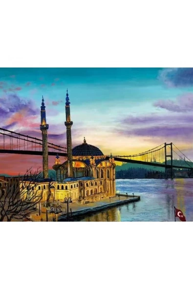 Canvas İstanbul Ortaköy Boyama  Seti  Kasnaklı 40 x 50 cm ürün görseli 1
