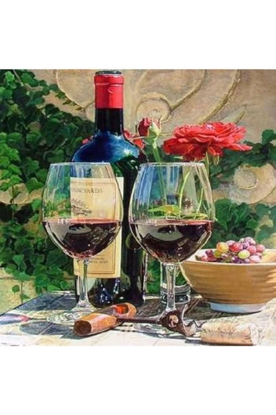 Canvas Şarap Keyfi Sayılarla Boyama Seti Kasnaklı 50 X 65 Cm ürün görseli