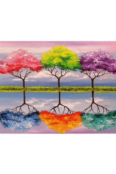 Canvas 6 Ağaç Sayılarla Boyama Seti Rulo - 1
