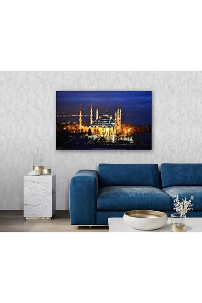 Kanvas Tablo Camii Gece Görünümlü 100 X 70 Cm