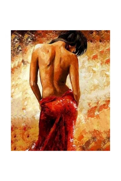 Canvas Tutkulu Kadın Sayılarla Boyama Seti  Kasnaklı 100 x 140 cm ürün görseli 1