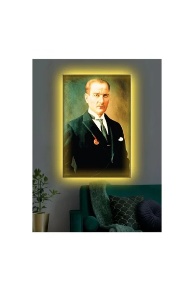Kanvas Tablo Atatürk Su (EvOfisHediyelik) Led Işıklı ürün görseli 1