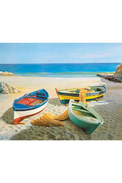 Canvas Kumsalda Sandallar Sayılarla Boyama Seti  Kasnaklı 70 x 90 cm ürün görseli 1