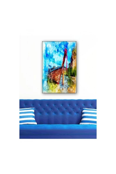 Kanvas Tablo Kayık Yağlı Boya Tarzı 50 x 70 cm ürün görseli