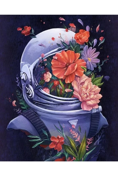 Canvas Astronotun Çiçekleri Sayılarla Boyama SetiRulo