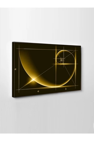 Led Işıklı Sarı Altın Oran kanvas tablo 50 x 35 - Resim 3