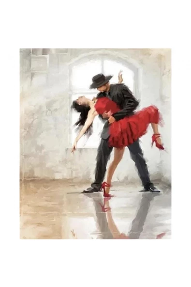 Canvas Aşkın Tangosu Sayılarla Boyama Seti  Kasnaklı 100 x 140 cm ürün görseli 1