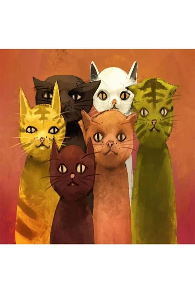 Canvas Kedilerin Bakışı Sayılarla Boyama Seti Kasnaklı 60 X 75 Cm ürün görseli