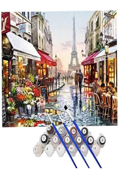 Canvas Renkli Ağaç Sayılarla Boyama Seti Kasnaklı 60 X 75 Cm - Resim 3