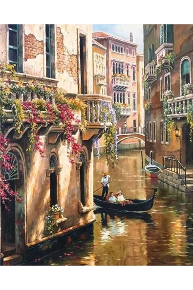 Canvas Venedikte Gondol Gezintisi Sayılarla Boyama SetiRulo ürün görseli 1