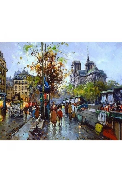 Canvas Notre Dame Sayılarla Boyama Seti  Kasnaklı 90 x 110 cm ürün görseli 1