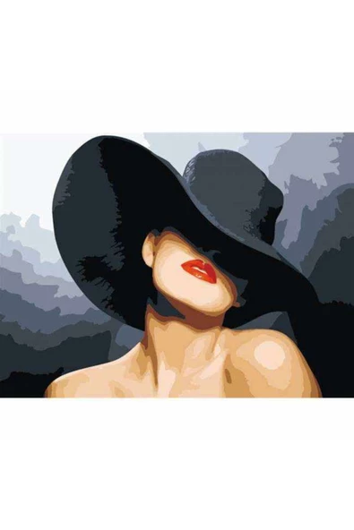 Canvas Şapkalı Güzel Sayılarla Boyama Seti Kasnaklı 60 X 75 Cm ürün görseli 1