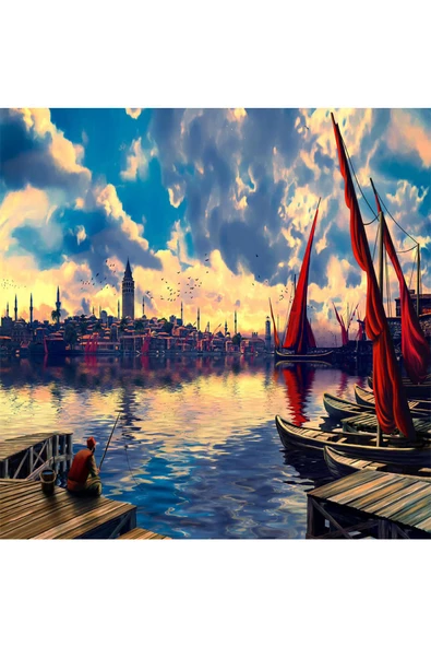 Canvas Galatada Balık Keyfi Sayılarla Boyama Seti  Rulo - 1