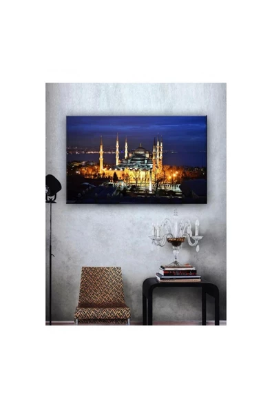 Kanvas Tablo Camii Gece Görünümlü Led Işıklı ürün görseli 1