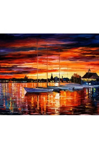 Canvas Teknelerle Günbatımı Sayılarla Boyama Seti Rulo ürün görseli 1
