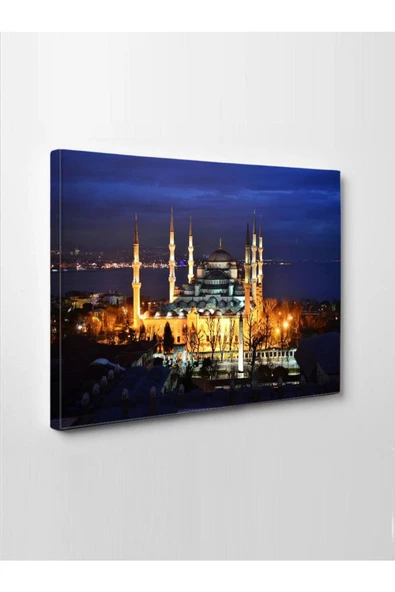 Kanvas Tablo Camii Gece Görünümlü 100 X 70 Cm - Resim 2
