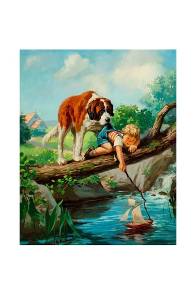 Canvas Köpek ve Çocuğun Dostluğu Rulo ürün görseli 1