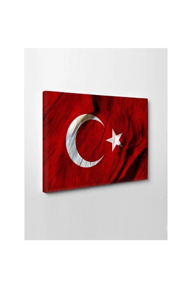 Kanvas Tablo Türk Bayrağı (Ay Yıldız) Led Işıklı 35 x 50 cm
