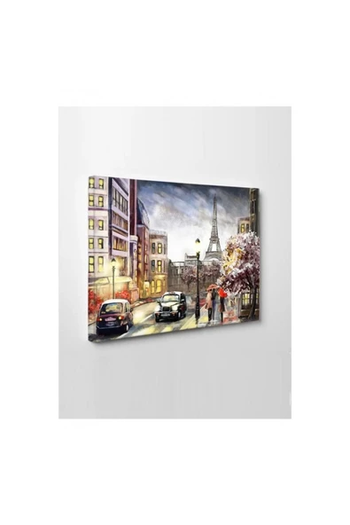 Kanvas Tablo Nostalji Paris Sokak Görünümü Led Işıklı ürün görseli 1