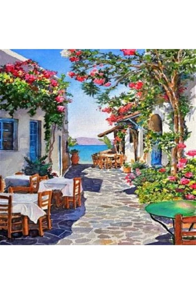 Canvas Bodrum Taş Sokağı Sayılarla Boyama Seti  Rulo ürün görseli