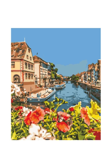 Canvas Kanal Çiçekleri Sayılarla Boyama Seti  Kasnaklı 60 x 75 cm ürün görseli
