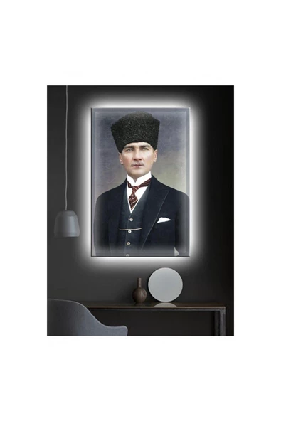 Kanvas Tablo Atatürk (Ofis İşyeriSalon) Led Işıklı 50 x 70 cm