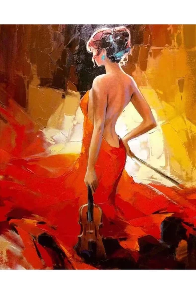 Canvas Zarif Kemancı Sayılarla Boyama Seti  Rulo ürün görseli 1