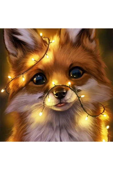 Canvas Led Işıklı Tilki Sayılarla Boyama Seti  Rulo ürün görseli 1