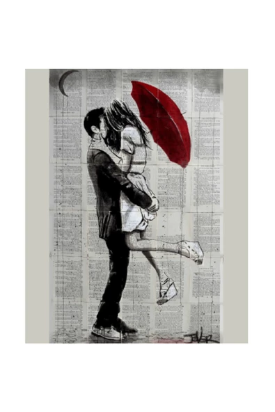 Canvas Romantik Şemsiye Anısı 2 Sayılarla Boyama Seti  Kasnaklı 40 x 50 cm - 1
