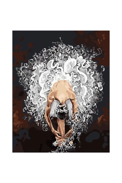 Canvas Beyaz Balerin Sayılarla Boyama Seti  Kasnaklı 40 x 50 cm ürün görseli