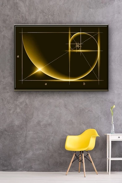 Led Işıklı Sarı Altın Oran kanvas tablo 50 x 35 - Resim 2