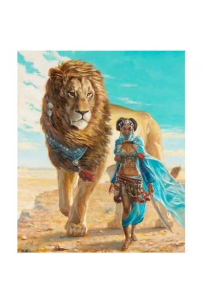 Canvas Güzel ve Aslan Sayılarla Boyama  Seti  Kasnaklı 40 x 50 cm ürün görseli 1