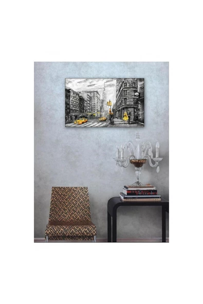 Kanvas Tablo Sanatsal Sarı Siyah 70 x 100 cm ürün görseli 1