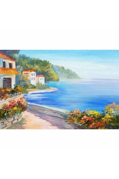 Canvas Denizde Bakış Sayılarla Boyama Seti Sayılarla Boyama Seti  Kasnaklı 60 x 75 cm - Resim 2