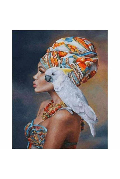 Canvas Afrikalı Güzel 12 Sayılarla Boyama Seti Kasnaklı 70 X 90 Cm ürün görseli 1