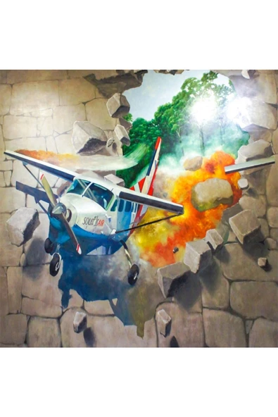 Canvas Beklenmeyen Uçak Sayılarla Boyama Seti  Kasnaklı 90 x 110 cm ürün görseli 1